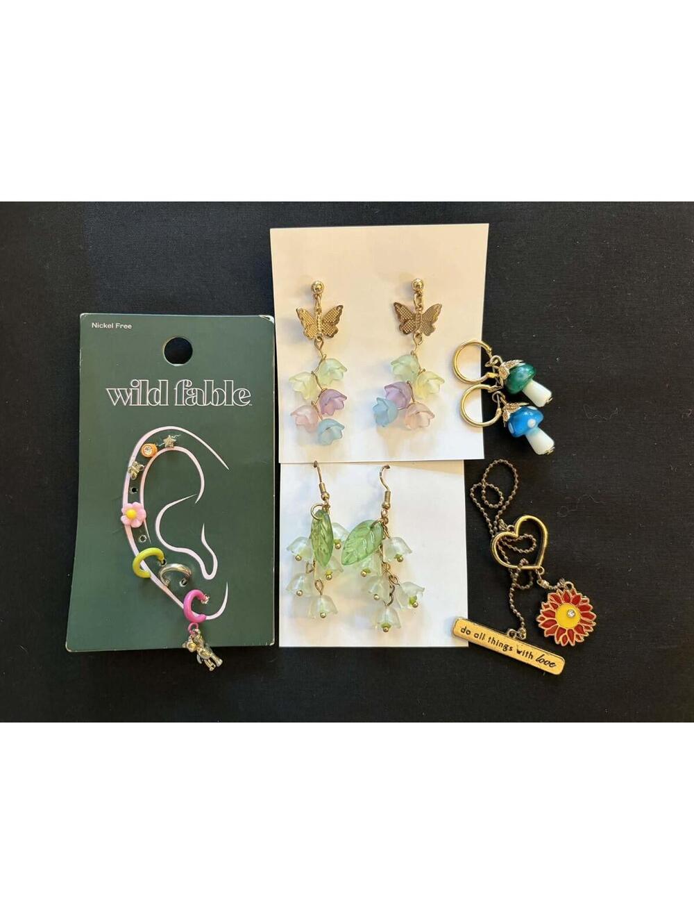 Mixed vintage to now art glass gemstone earrings Fairy